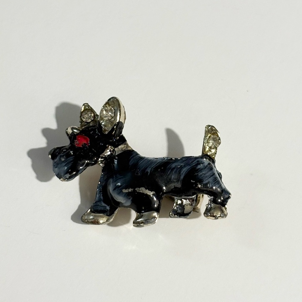 Scottish Terrier Brooch Pin Scottie Dog Schnauzer Black Enamel Brooch Pin